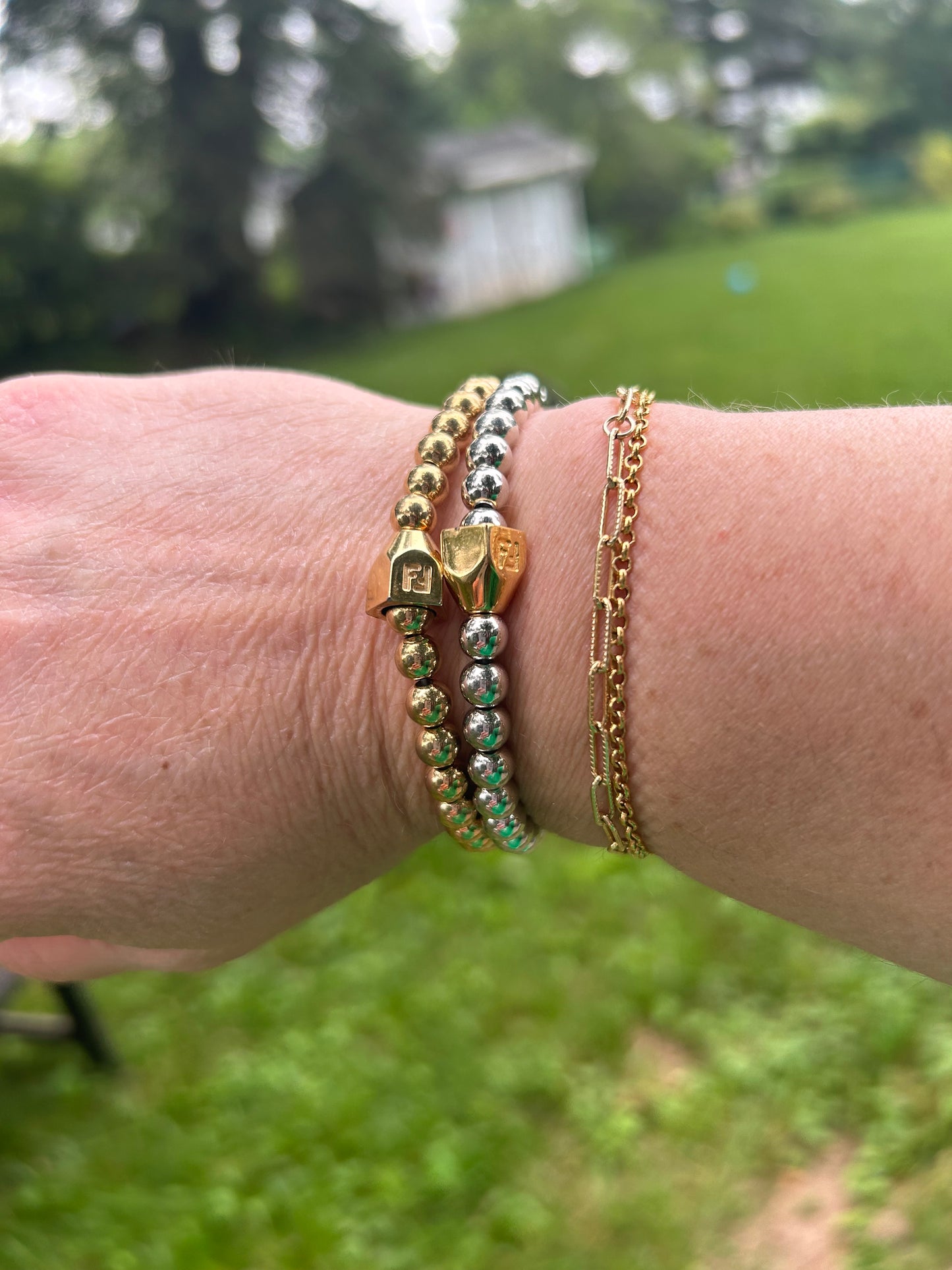 Upcycled Fendi bead bracelet