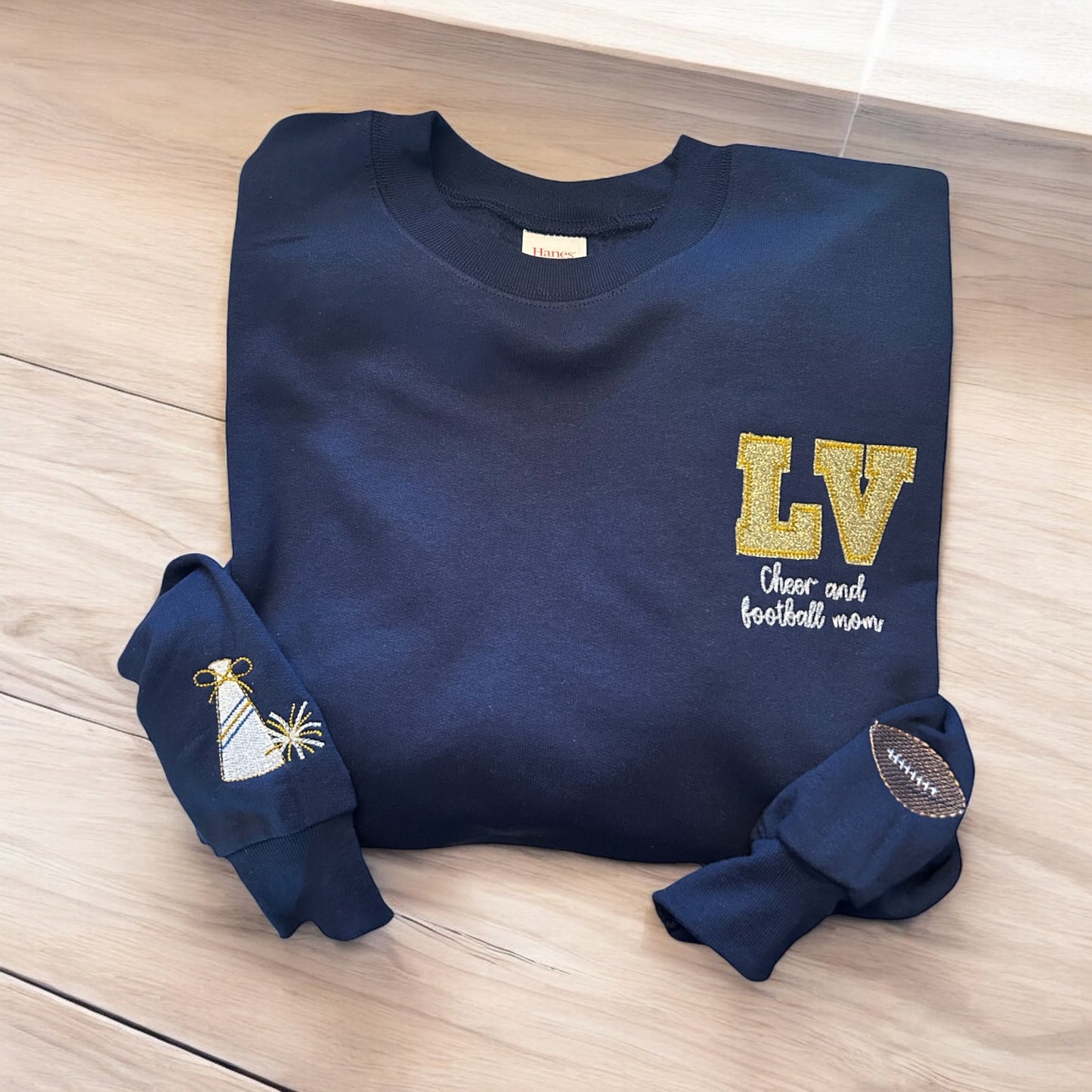 Embroidered LV football or cheer mom (or any name)