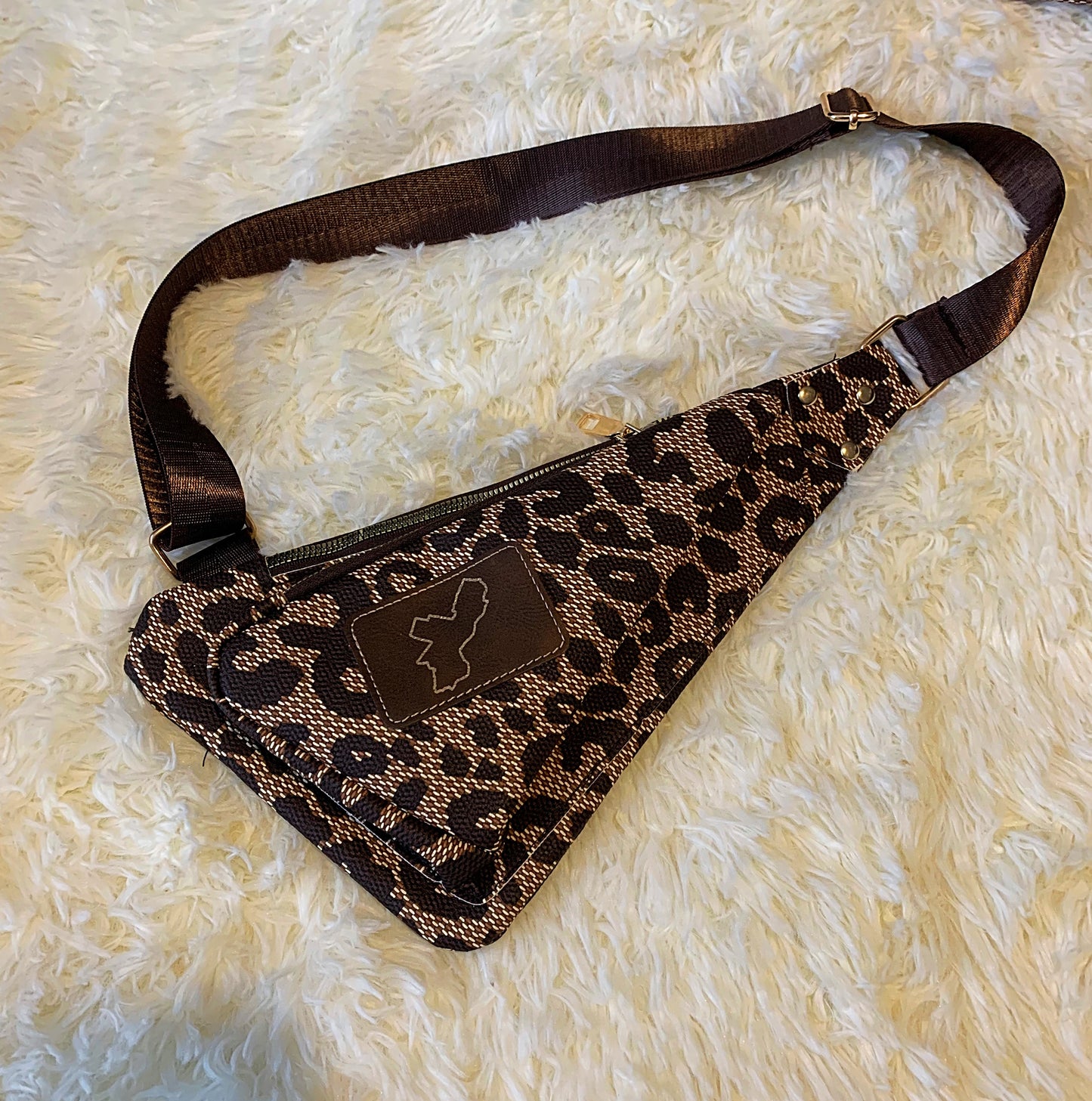 Leopard print Philly map bum bag