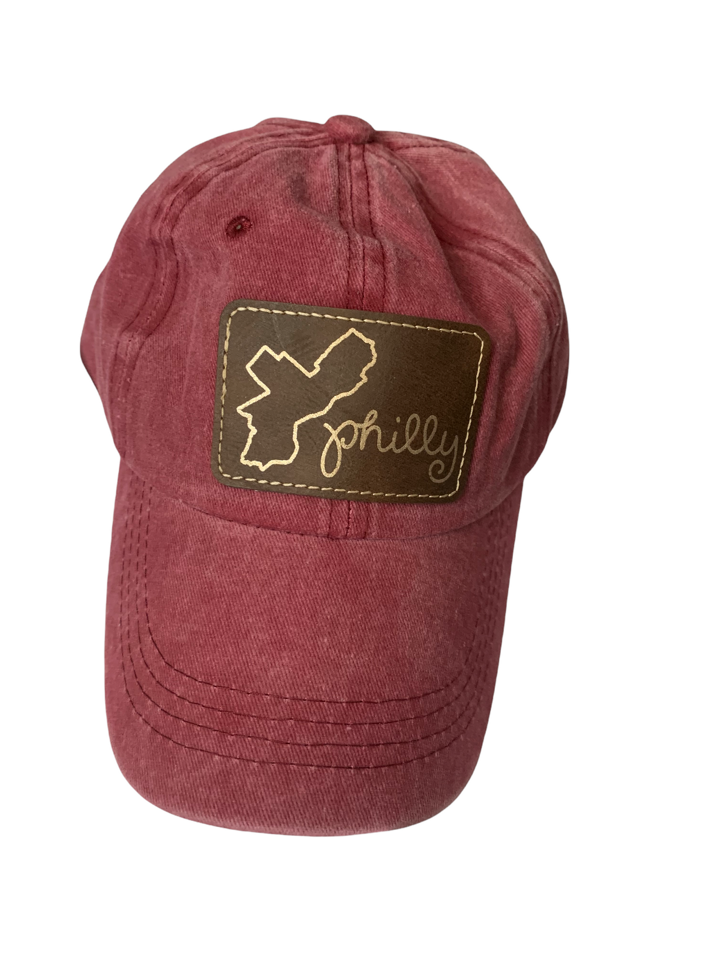 Red Philly hat with brown patch