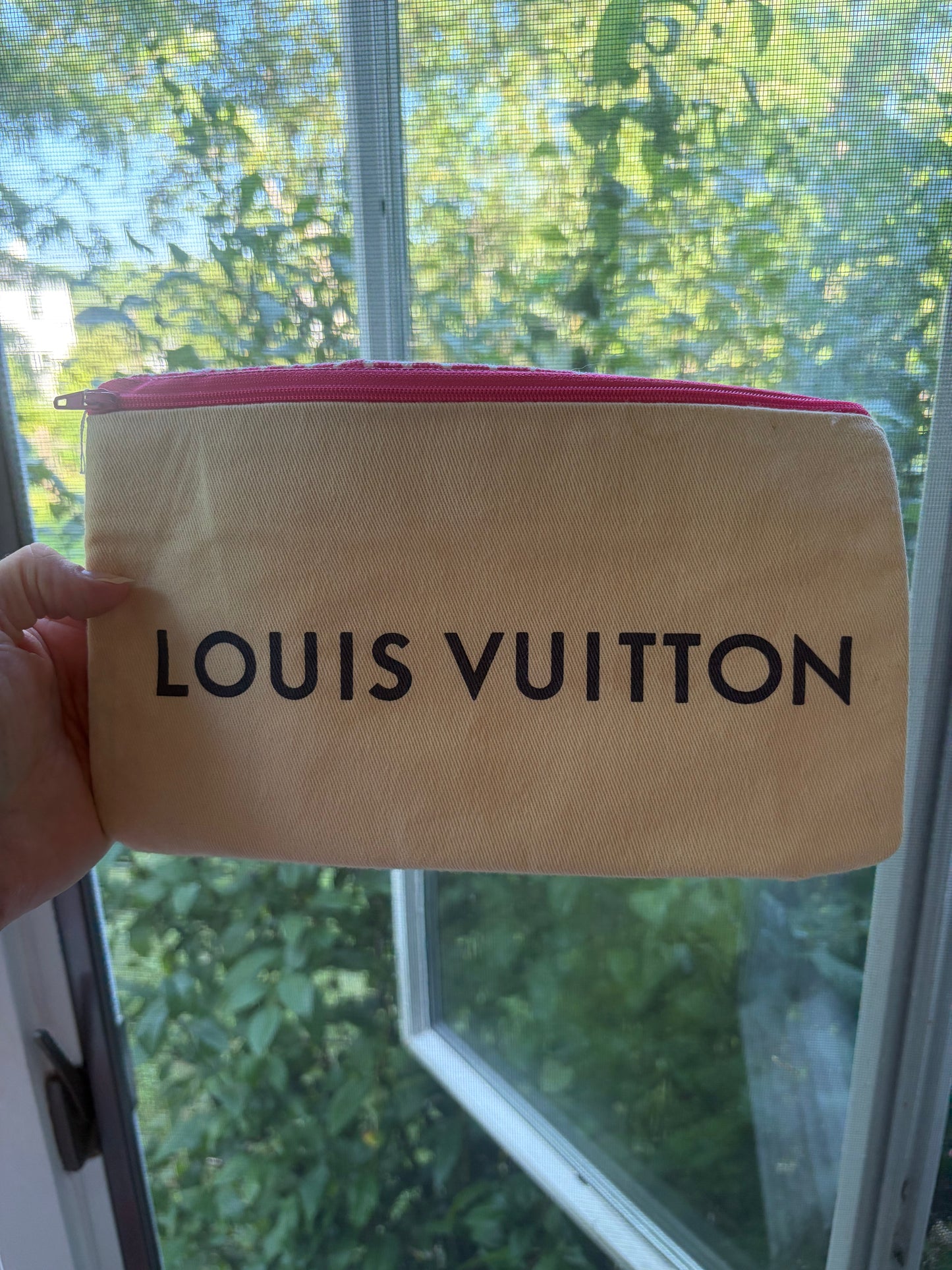 LV upcycled zippy pouch