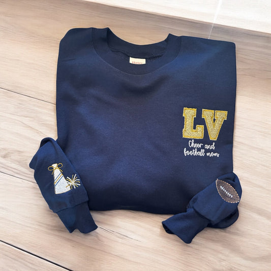 Embroidered LV football or cheer mom (or any name)