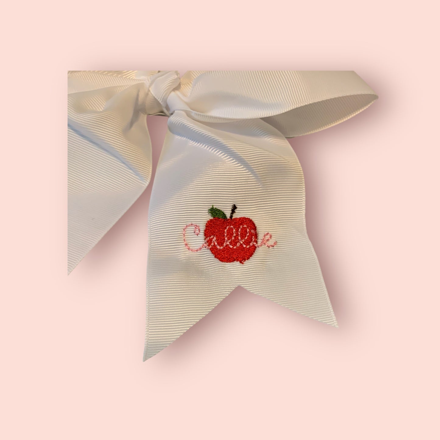Embroidered apple bow with name