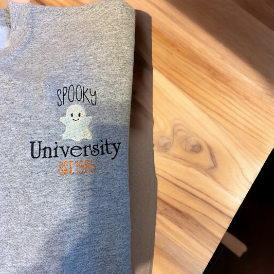 Spooky University Est. 1985 Crewneck in grey