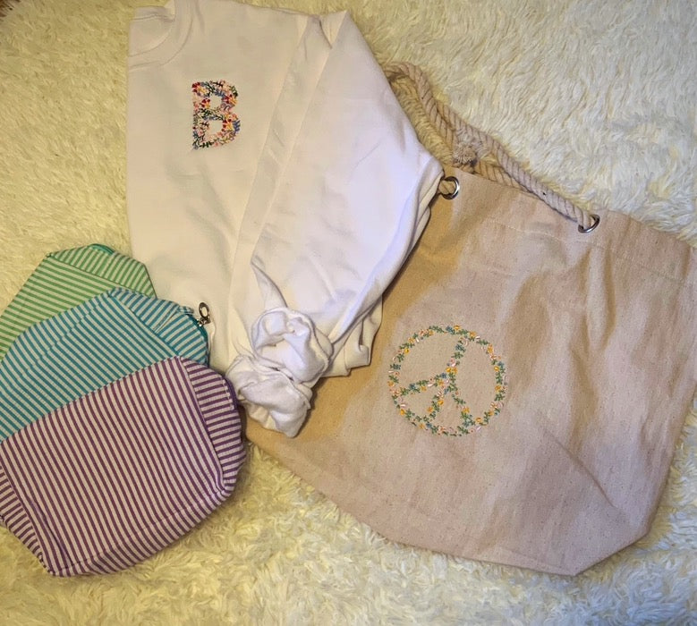 Floral initial crewneck
