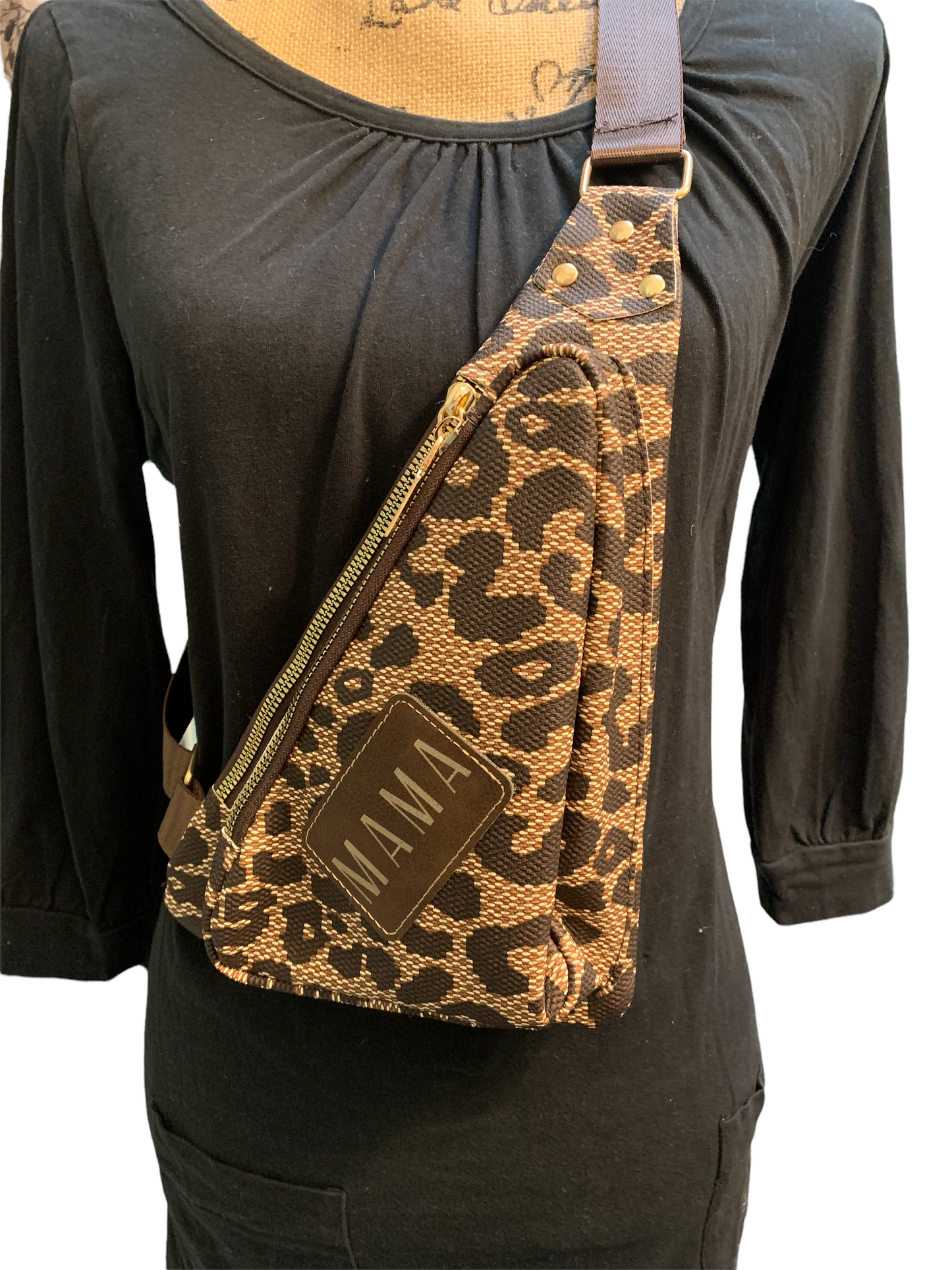 Leopard print MAMA bum bag