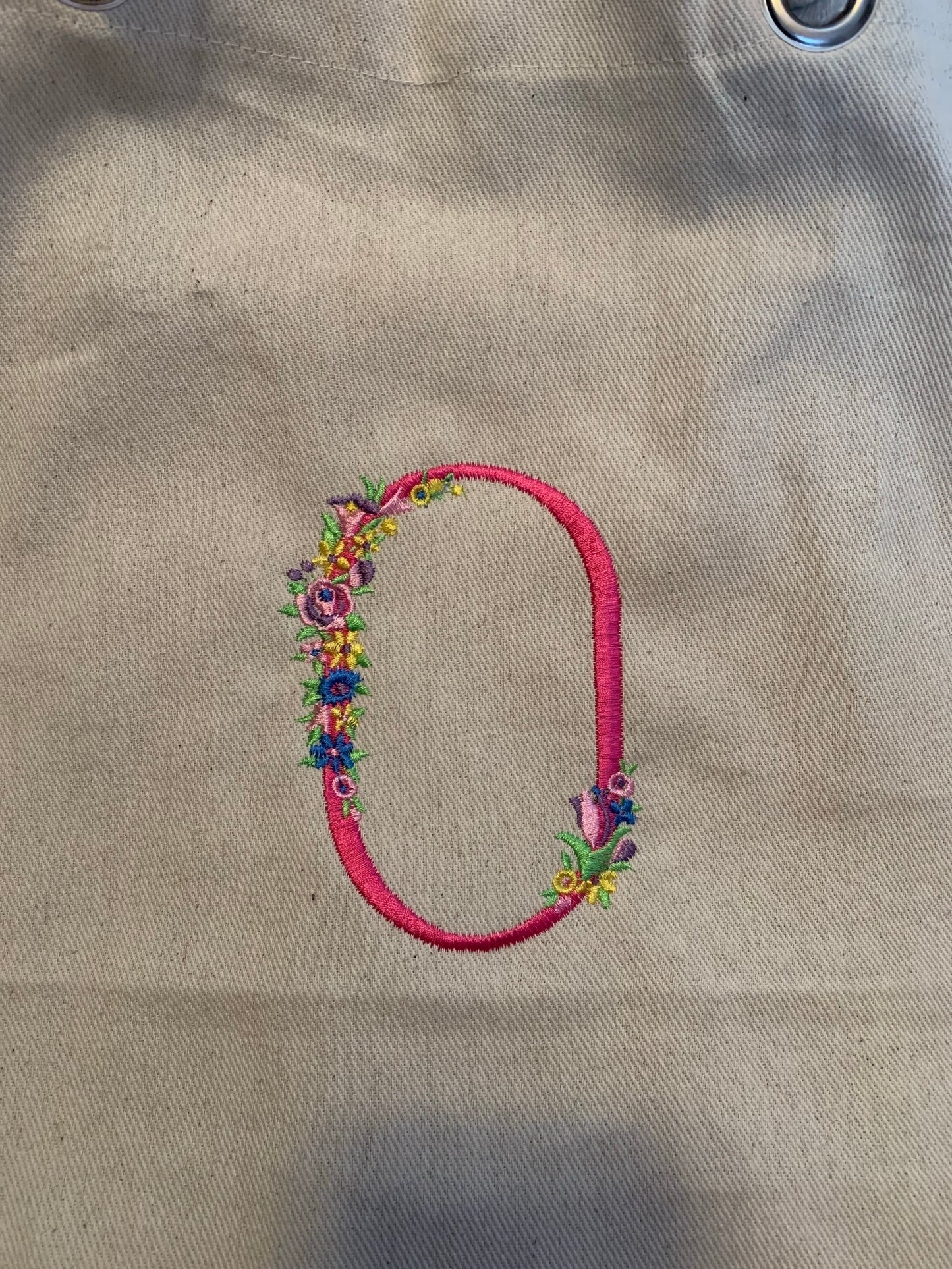 Floral initial rope tote