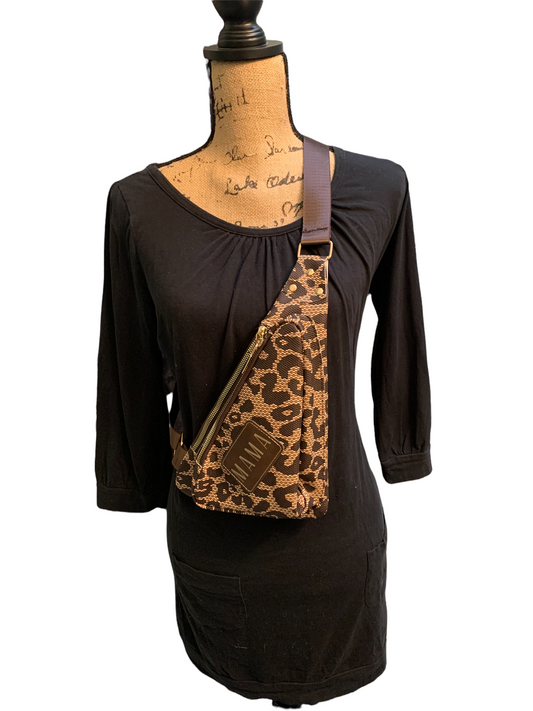 Leopard print MAMA bum bag